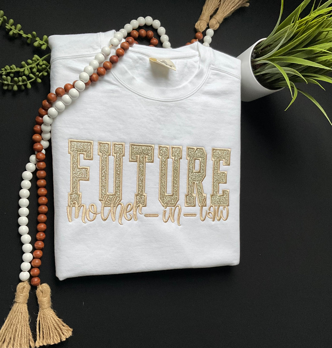 Future Mother-In-Law Glitter Embroidered Sweatshirt