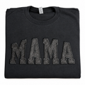 Black MAMA glitter applique T-shirt, available in medium, large, XL, and 2XL