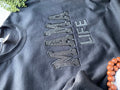 Black Glitter Embroidered Mama Life Sweatshirt