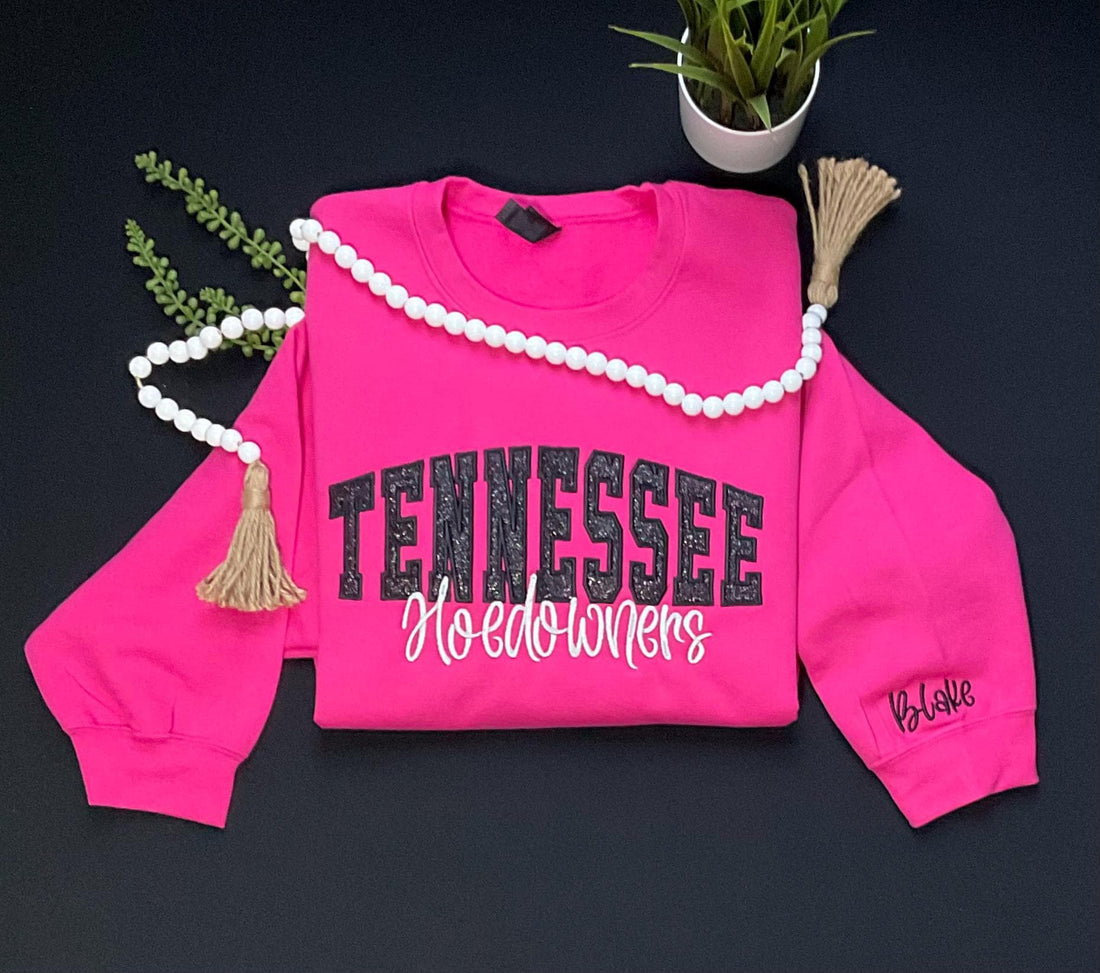 Custom Glitter Embroidered Sweatshirt w/ OPTIONAL Name on Sleeve
