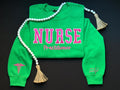 Custom Nurse Embroidered Sweatshirt including sleeve detail