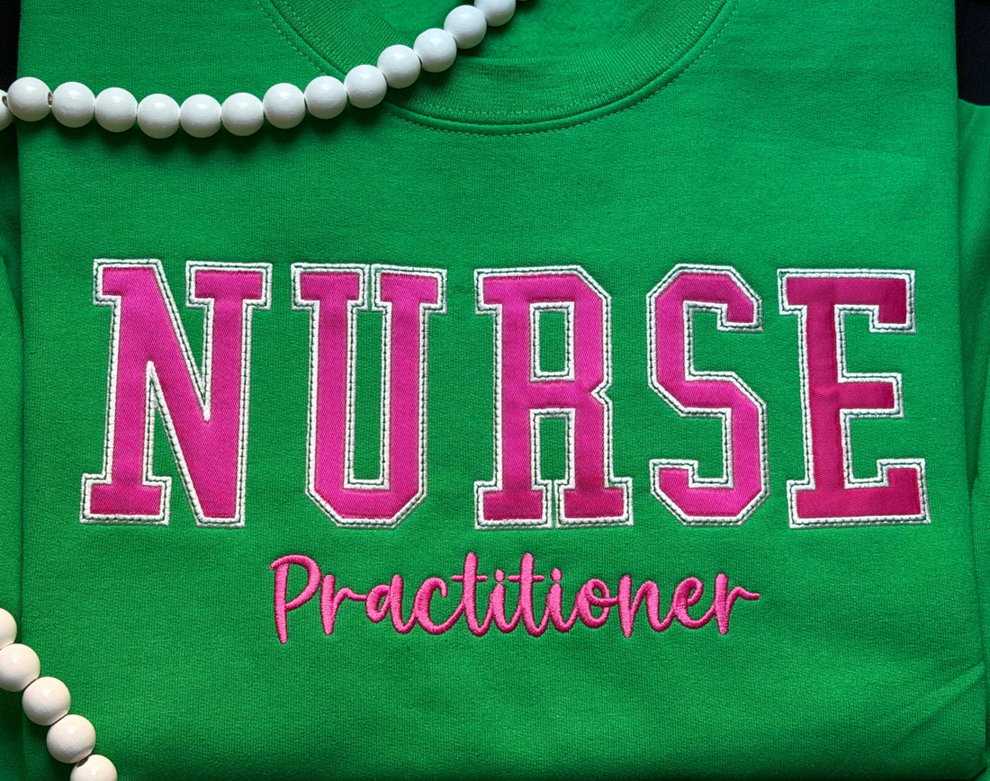 Custom Nurse Embroidered Sweatshirt including sleeve detail