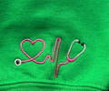 Custom Nurse Embroidered Sweatshirt including sleeve detail