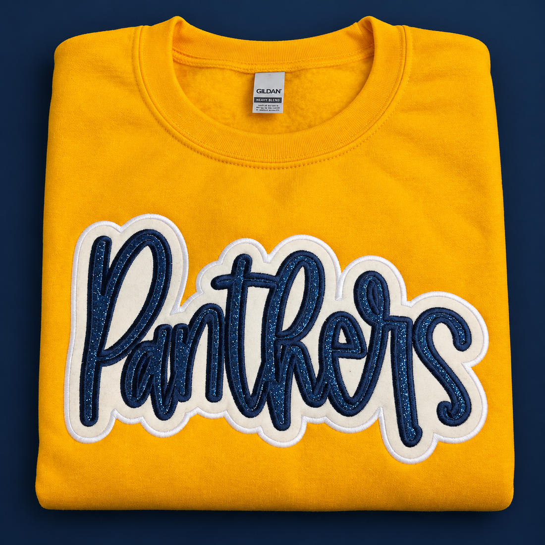 Gold Panthers glitter appliqué sweatshirt, size large