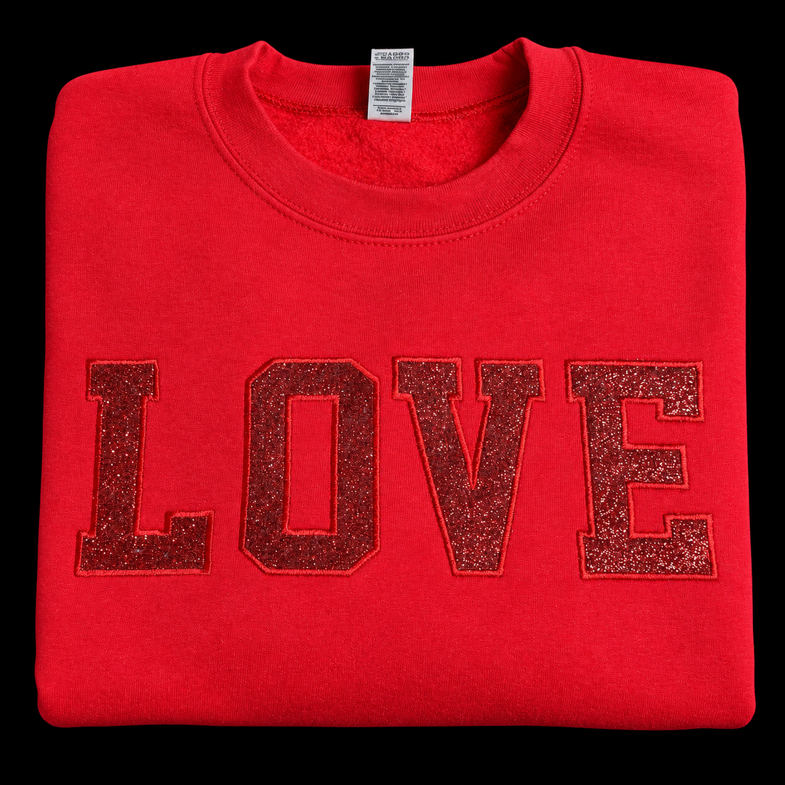 Red LOVE glitter applique sweatshirt, size medium, one available